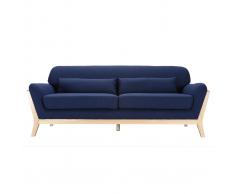 Divano scandinavo 3 posti blu marino piedi legno YOKO