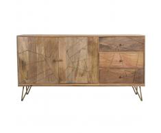 Credenza incisa in mango e metallo dorato LINIUM