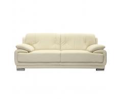 Divano in pelle design colore crema 3 posti TAMARA