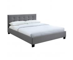 Letto 160 x 200 imbottito tessuto grigio MARQUISE