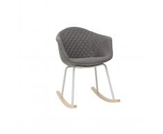 Sedia a dondolo in tessuto grigio chiaro e metallo bianco SWING