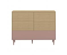 Buffet scandinavo rosa e legno STRIPE