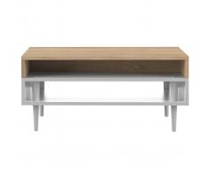 Tavolino basso scandinavo legno e bianco STRIPE