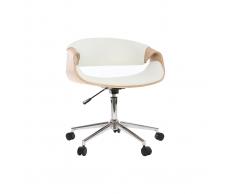 Poltrona da ufficio design in poliuretano Bianco / Legno chiaro ARAMIS