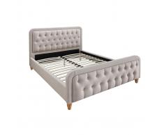 Letto capitonato tessuto beige 160 x 200cm KRISTEN