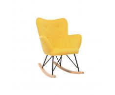 Sedia a dondolo design tessuto giallo piedi metallo e quercia BABY BRISTOL