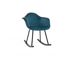 Sedia a dondolo design effetto velluto blu petrolio MAMBO