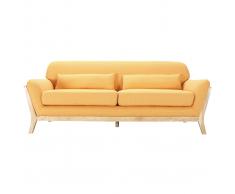 Divano scandinavo 3 posti giallo piedi legno YOKO