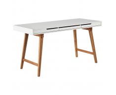 Scrivania scandinava laccata bianca opaco e legno ESKA