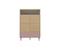 Buffet alto scandinavo rosa e legno STRIPE