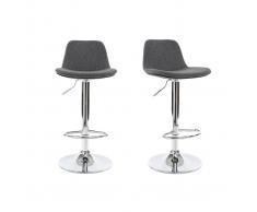 Sgabello da bar design tessuto grigio scuro gruppo di 2 ZACK