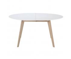 Tavolo allungabile ovale bianco e legno chiaro L150-200 LEENA