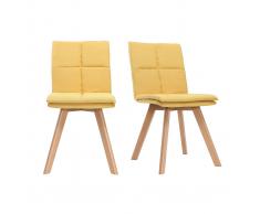 Sedia scandinava tessuto giallo gambe legno chiaro gruppo di 2 THEA