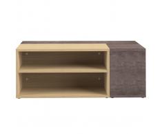 Tavolino basso design legno e grigio cemento amovibile QUADRA