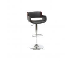 Sgabello da bar design poliuretano Nero e legno scuro RAY