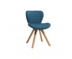 Sedia scandinava tessuto blu gambe legno chiaro ANYA