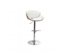 Sgabello da bar design bianco e legno chiaro WALNUT
