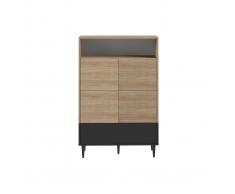 Buffet alto scandinavo nero e legno STRIPE