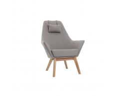 Poltrona scandinava grigio chiaro e legno AMADEO