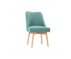 Sedia scandinava tessuto turchese piedi in legno chiaro LIV