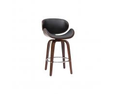 Sgabello da bar design nero e legno scuro 65 cm WALNUT