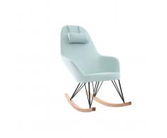 Poltrona relax - Sedia a dondolo tessuto verde acqua gambe in metallo e frassino - JHENE