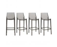 Sgabello da bar design grigio fumé gruppo di 4 YLAK
