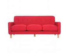 Divano design scandinavo 3 posti tessuto rosso LUNA