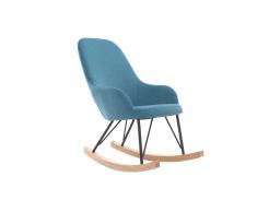 Poltrona relax - Baby sedia a dondolo tessuto blu gambe in metallo e frassino JHENE