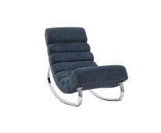 Poltrona a dondolo design effetto velluto blu TAYLOR