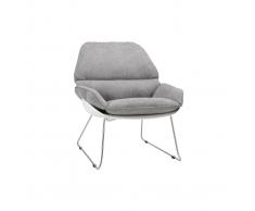 Poltrona design con scocca Bianco e tessuto Grigio KOKON