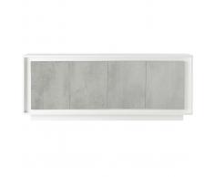 Mobiletto buffet 4 porte design Bianco e cemento LAND