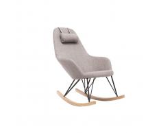 Poltrona relax - Sedia a dondolo tessuto grigio gambe in metallo e frassino JHENE