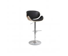Sgabello da bar design nero e legno chiaro WALNUT