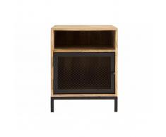 Comodino in legno di mango e metallo perforato RACK