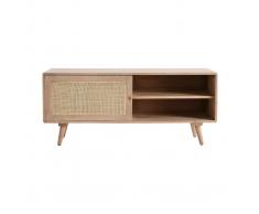 Mobile TV in legno di mango con intreccio in rattan ACANGE