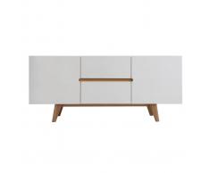 Buffet scandinavo bianco lucido e frassino 160cm MELKA