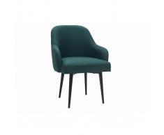 Poltrona design in tessuto verde scuro e piedi in metallo nero AMON
