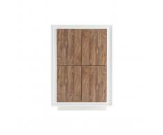 Mobiletto buffet alto design 4 ante Bianco e legno scuro LAND