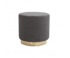 Pouf rotondo in tessuto Grigio e metallo dorato BETTY