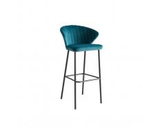 Sgabello da bar design in velluto petrolio misura: 75 cm DALLY