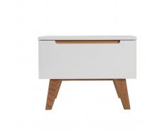 Comodino scandinavo bianco lucido e frassino MELKA