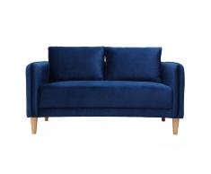 Divano scandinavo 2 posti in velluto blu KURT