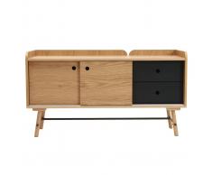 Buffet scandi giapponese quercia e grigio opaco 2 cassetti JAPANSK