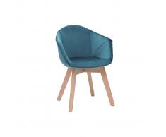Sedia design in velluto blu petrolio TAYA