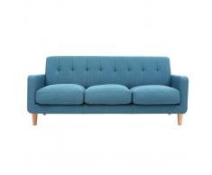 Divano design scandinavo 3 posti tessuto blu anatra LUNA