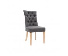 Sedia classica in tessuto Grigio scuro con piedi in legno chiaro VOLTAIRE