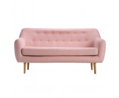 Divano design 3 posti faggio e tessuto rosa antico OLAF