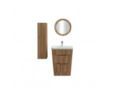 Mobile e colonna da bagno legno con vasca specchio e cassetti WILD
