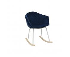 Sedia a dondolo in tessuto blu scuro e metallo bianco SWING